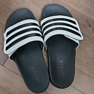 Adidas Women's Striped Black and White Sandals